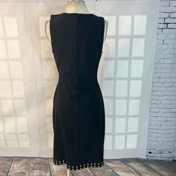 Boston Proper Sleeveless Gold Studded Hem Side Slit Black Dress Size S - Picture 5 of 10